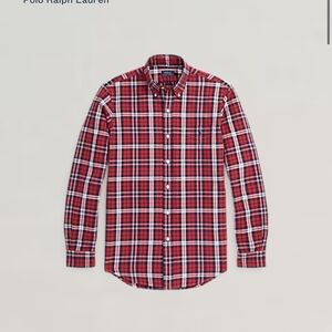 Polo by Ralph Lauren Men's Red and White Checkered Shirt